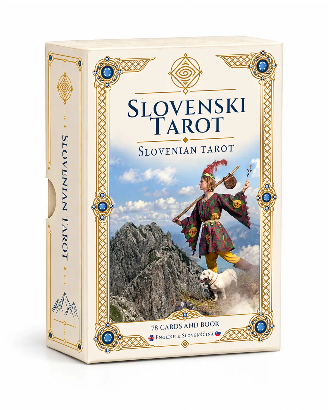 Škatla Slovenski Tarot in karte na mizi
